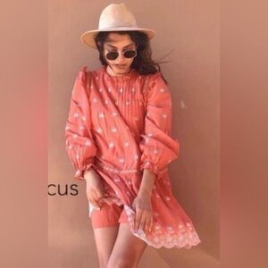 ZARA Coral embroided mini dress - Large